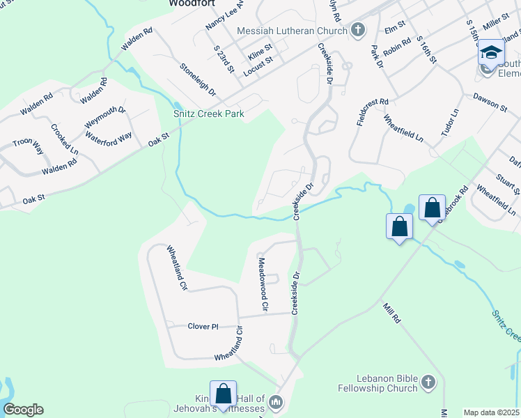 map of restaurants, bars, coffee shops, grocery stores, and more near 640 Pondside Lane in Lebanon