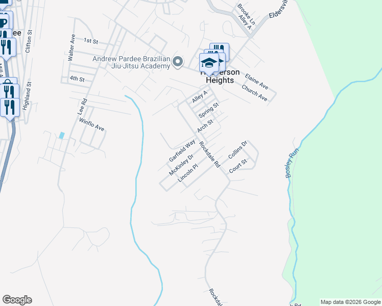 map of restaurants, bars, coffee shops, grocery stores, and more near 114 McKinley Dr in Follansbee