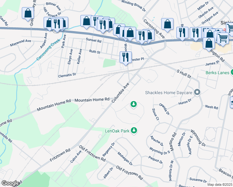 map of restaurants, bars, coffee shops, grocery stores, and more near in Reading