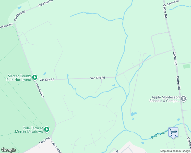 map of restaurants, bars, coffee shops, grocery stores, and more near 42 Van Kirk Road in Princeton