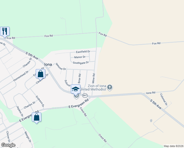 map of restaurants, bars, coffee shops, grocery stores, and more near 25 Mine Road in Lebanon
