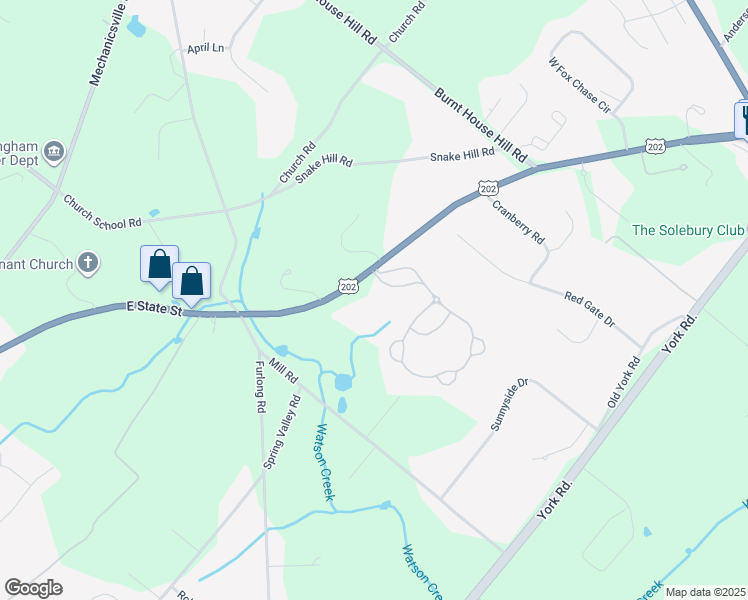 map of restaurants, bars, coffee shops, grocery stores, and more near 4231 U.S. 202 in Doylestown