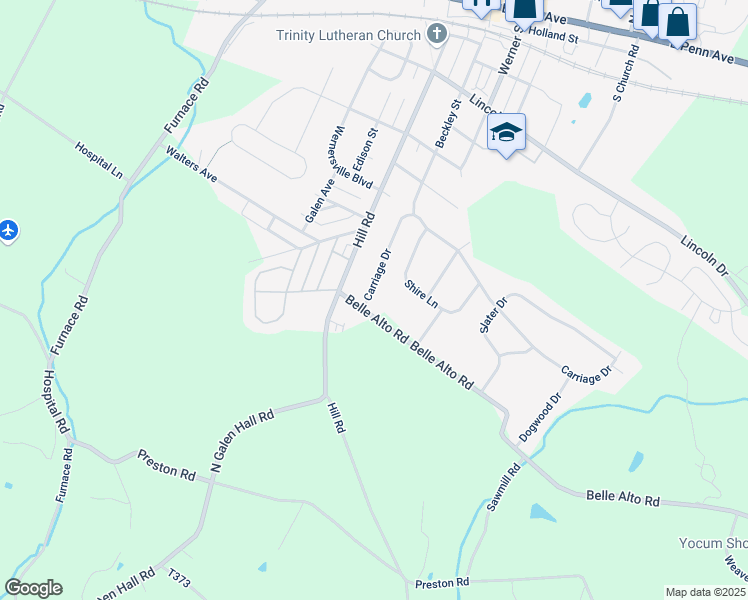 map of restaurants, bars, coffee shops, grocery stores, and more near 3 Carriage Drive in Wernersville