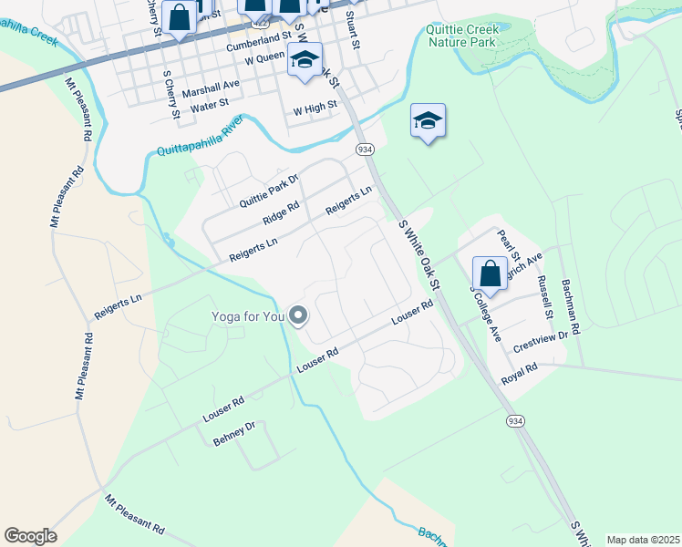 map of restaurants, bars, coffee shops, grocery stores, and more near 562 South Lancaster Street in Annville