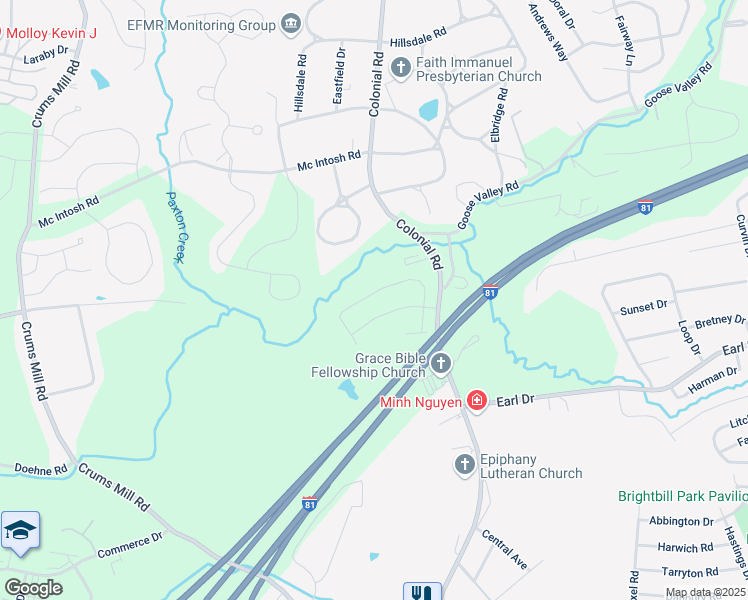 map of restaurants, bars, coffee shops, grocery stores, and more near 1400 Quail Hollow Road in Harrisburg