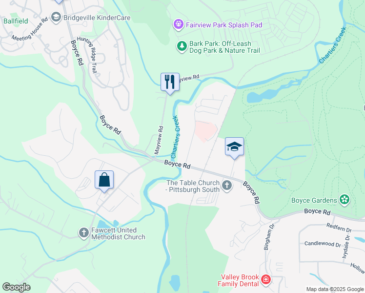 map of restaurants, bars, coffee shops, grocery stores, and more near 2570 Boyce Plaza Rd in Pittsburgh