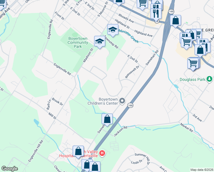 map of restaurants, bars, coffee shops, grocery stores, and more near 353 Estate Rd in Boyertown