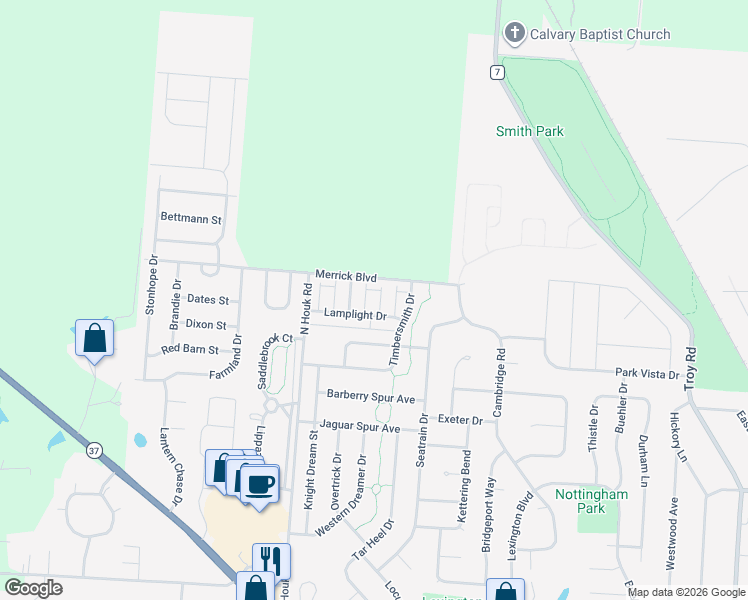 map of restaurants, bars, coffee shops, grocery stores, and more near 419 Eshlure Court in Delaware