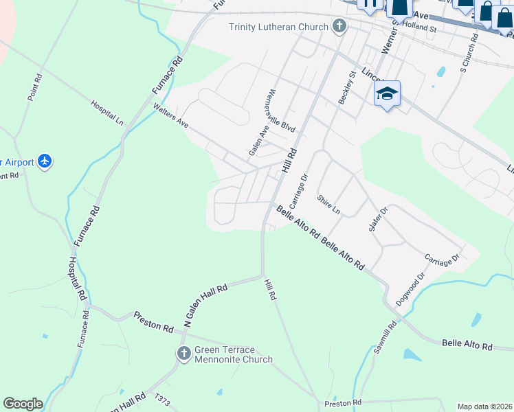 map of restaurants, bars, coffee shops, grocery stores, and more near 229 2nd Street in Wernersville