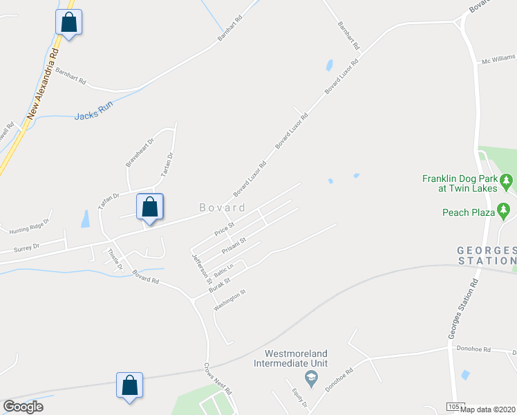 map of restaurants, bars, coffee shops, grocery stores, and more near 1561 Price Street in Greensburg