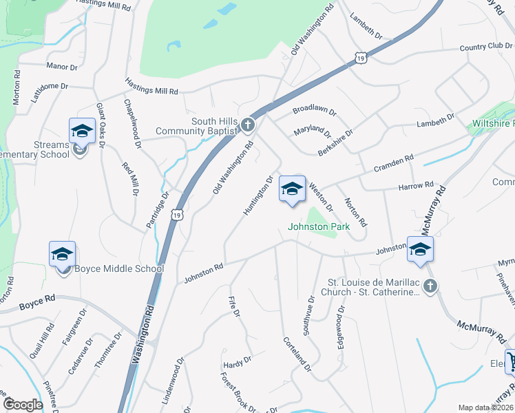 map of restaurants, bars, coffee shops, grocery stores, and more near 2459 Huntington Drive in Pittsburgh