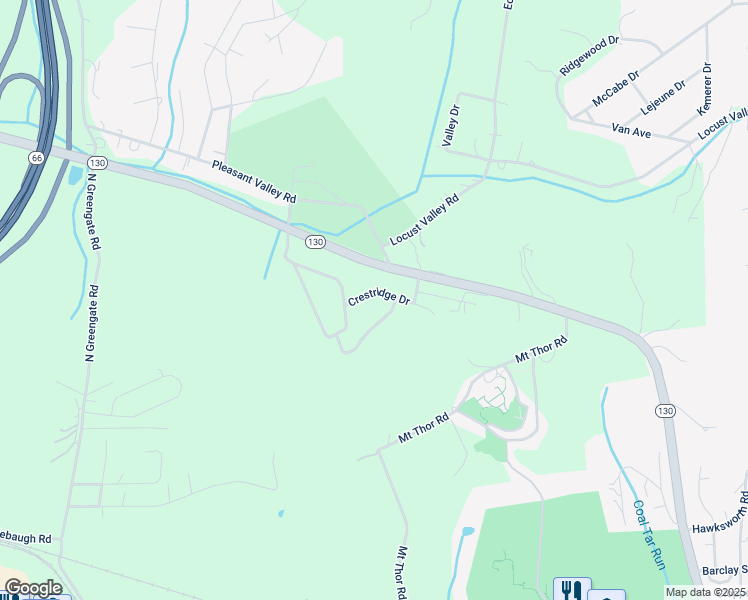 map of restaurants, bars, coffee shops, grocery stores, and more near 410 Crestridge Drive in Greensburg