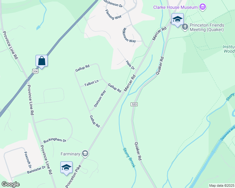 map of restaurants, bars, coffee shops, grocery stores, and more near 387 Gallup Road in Princeton
