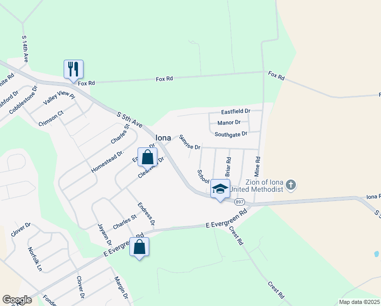 map of restaurants, bars, coffee shops, grocery stores, and more near 2 Werni Drive in Lebanon
