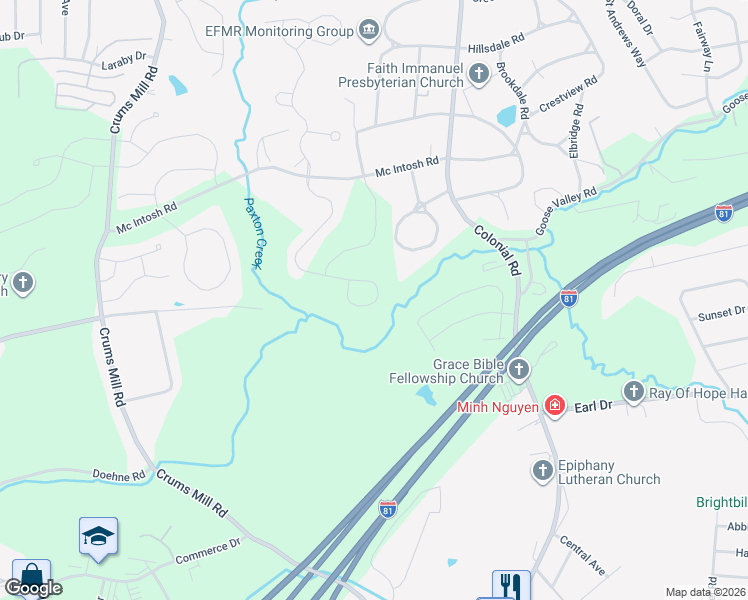 map of restaurants, bars, coffee shops, grocery stores, and more near 1445 Quail Hollow Road in Harrisburg