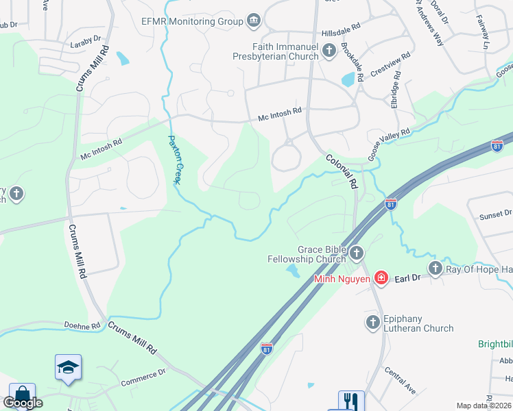 map of restaurants, bars, coffee shops, grocery stores, and more near 1445 Quail Hollow Road in Harrisburg