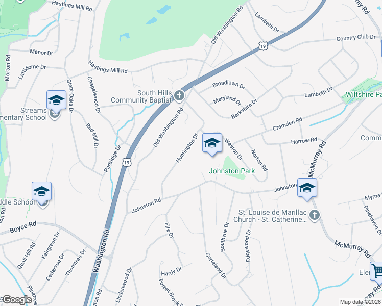 map of restaurants, bars, coffee shops, grocery stores, and more near 2459 Huntington Drive in Pittsburgh