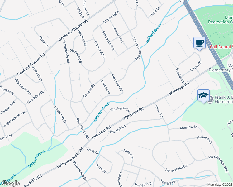 map of restaurants, bars, coffee shops, grocery stores, and more near 5 Canadian Woods Road in Marlboro