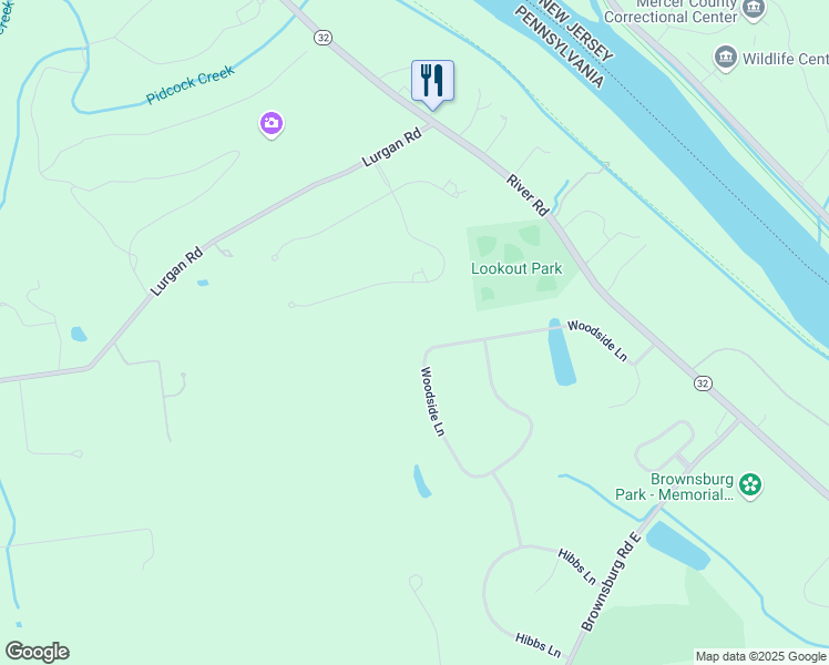 map of restaurants, bars, coffee shops, grocery stores, and more near 38 Woodside Lane in New Hope