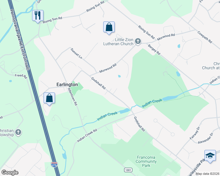 map of restaurants, bars, coffee shops, grocery stores, and more near 717 Godshall Road in Telford