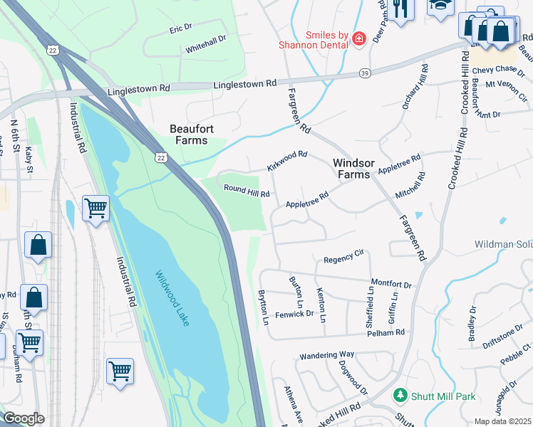 map of restaurants, bars, coffee shops, grocery stores, and more near 1414 Appletree Road in Harrisburg