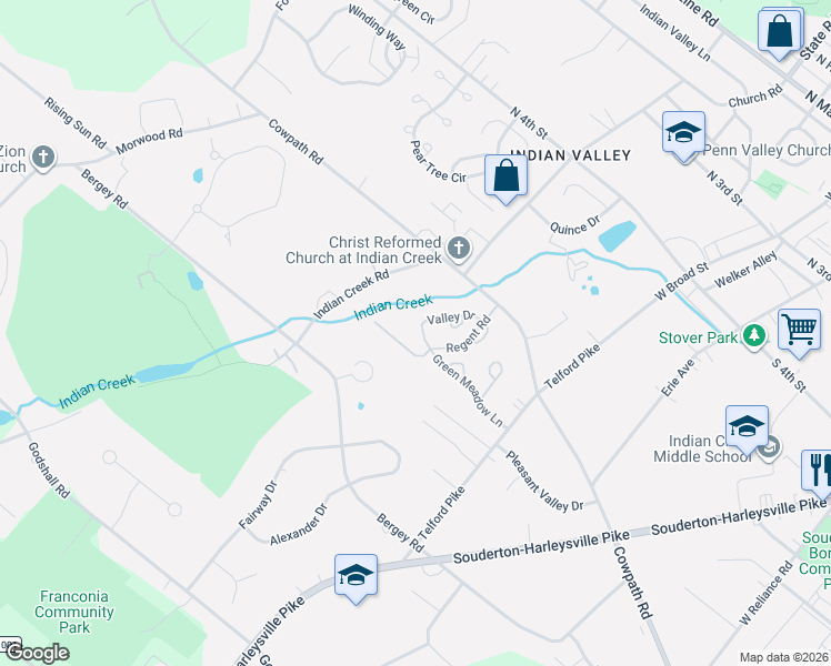 map of restaurants, bars, coffee shops, grocery stores, and more near 36 Valley Drive in Telford