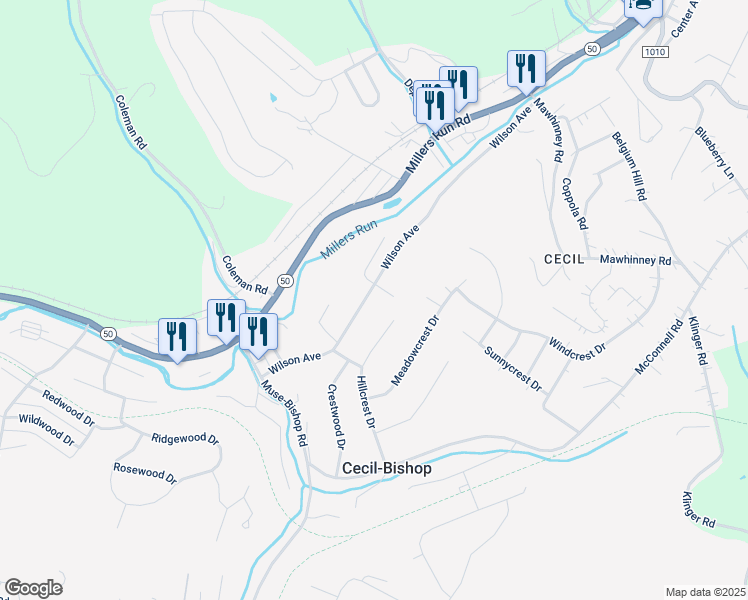 map of restaurants, bars, coffee shops, grocery stores, and more near 48 Wilson Avenue in Cecil-Bishop