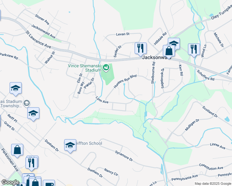 map of restaurants, bars, coffee shops, grocery stores, and more near 30 Bushkill Court in Reading