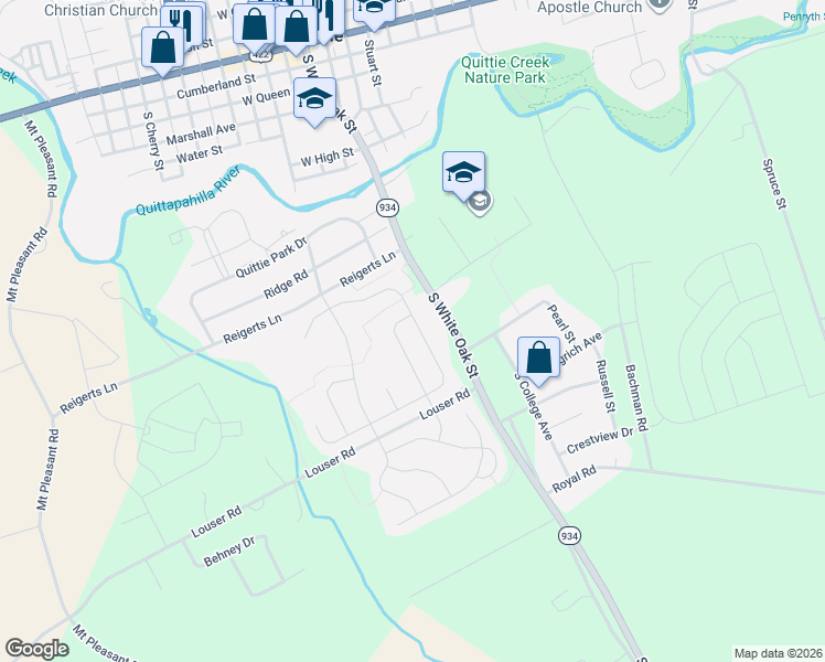 map of restaurants, bars, coffee shops, grocery stores, and more near 451 Fieldstone Drive in Annville