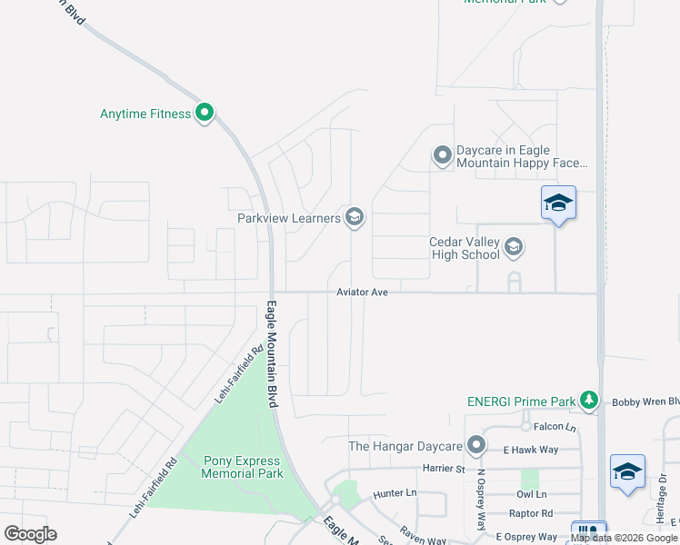 map of restaurants, bars, coffee shops, grocery stores, and more near North Sage Park Drive in Eagle Mountain
