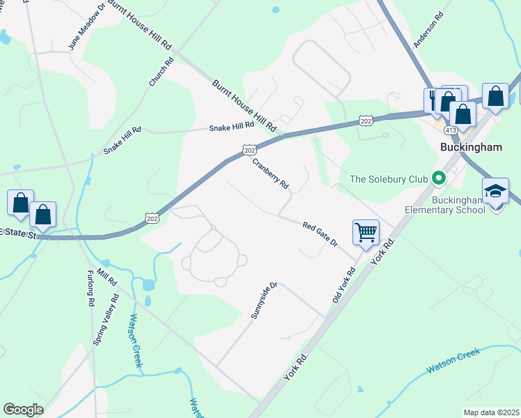 map of restaurants, bars, coffee shops, grocery stores, and more near 2761 Red Gate Drive in Doylestown