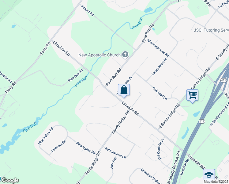 map of restaurants, bars, coffee shops, grocery stores, and more near 5 Countryside Drive in Doylestown