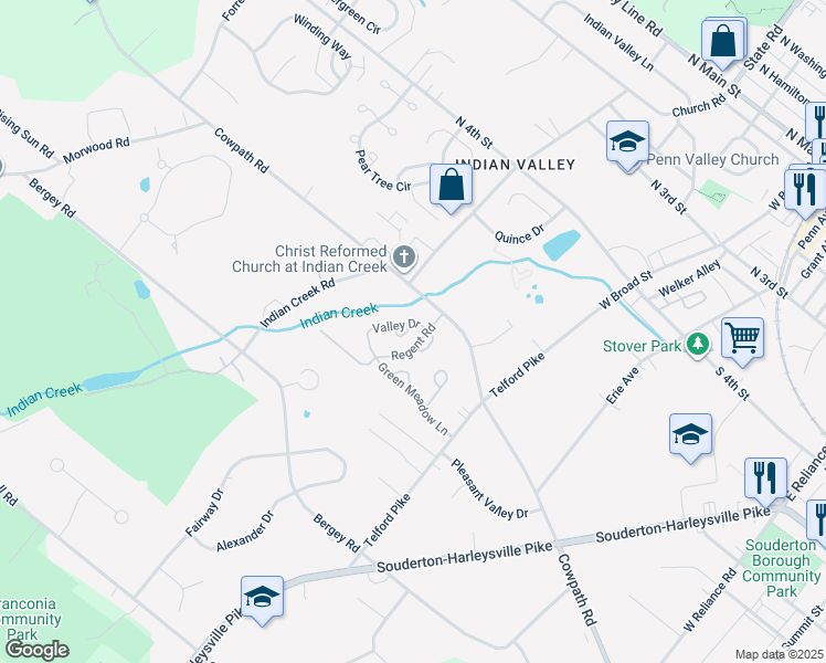 map of restaurants, bars, coffee shops, grocery stores, and more near 61 Harvey Lane in Telford