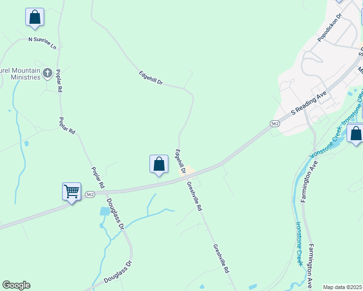 map of restaurants, bars, coffee shops, grocery stores, and more near 33 Edgehill Drive in Boyertown