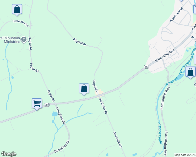 map of restaurants, bars, coffee shops, grocery stores, and more near 33 Edgehill Drive in Boyertown