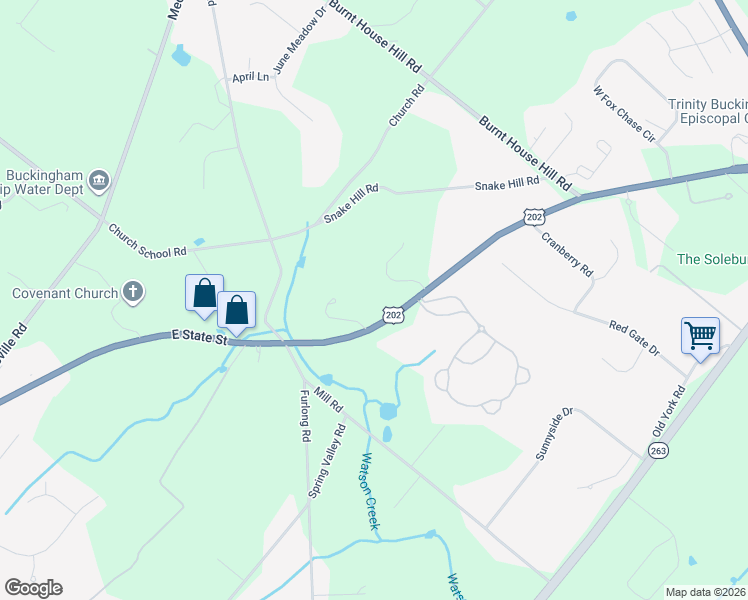map of restaurants, bars, coffee shops, grocery stores, and more near 2968 Valley View Drive in Doylestown