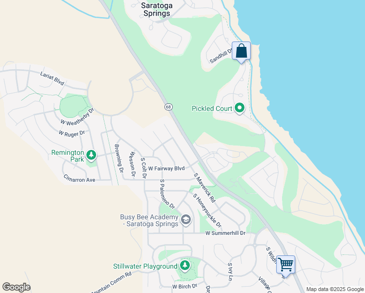 map of restaurants, bars, coffee shops, grocery stores, and more near 2262 South Maverick Road in Saratoga Springs
