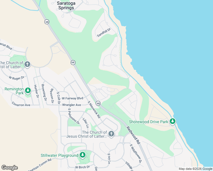 map of restaurants, bars, coffee shops, grocery stores, and more near East Fairway Boulevard in Saratoga Springs