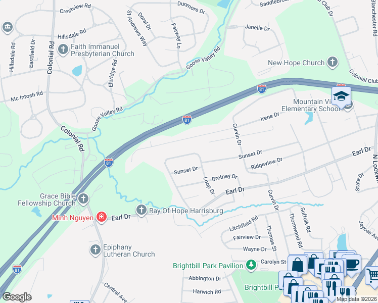 map of restaurants, bars, coffee shops, grocery stores, and more near 5015 Irene Drive in Harrisburg