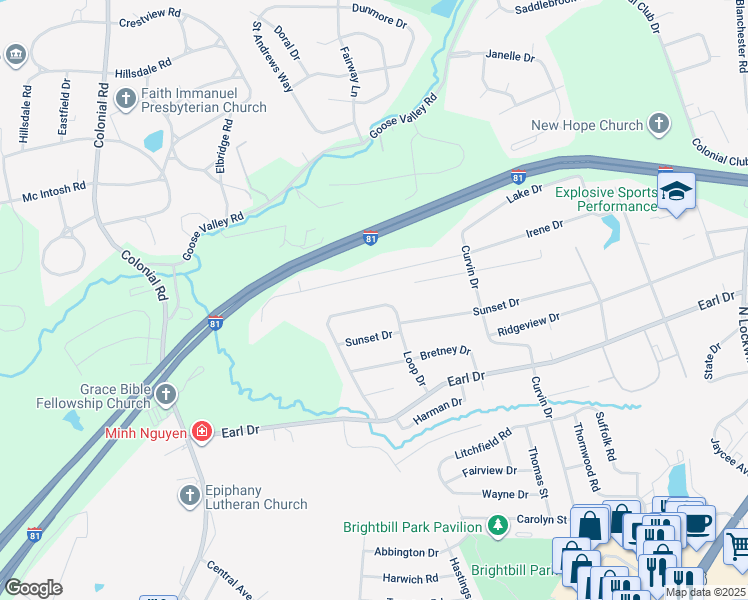 map of restaurants, bars, coffee shops, grocery stores, and more near 1140 Loop Drive in Harrisburg