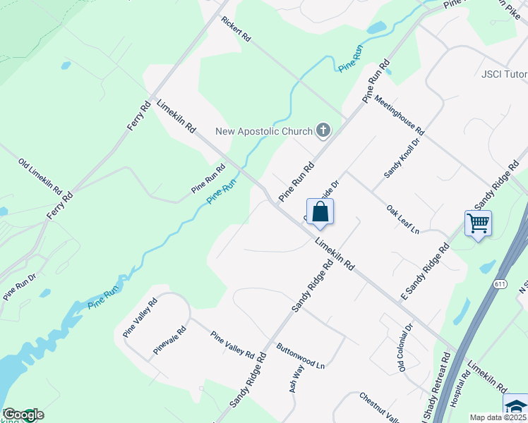 map of restaurants, bars, coffee shops, grocery stores, and more near 1 Hidden Lane in Doylestown
