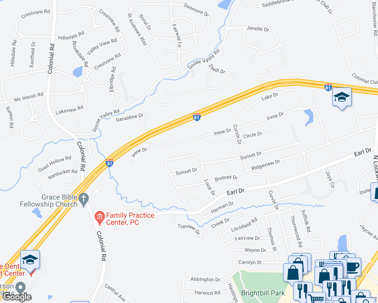 map of restaurants, bars, coffee shops, grocery stores, and more near 1140 Loop Drive in Harrisburg