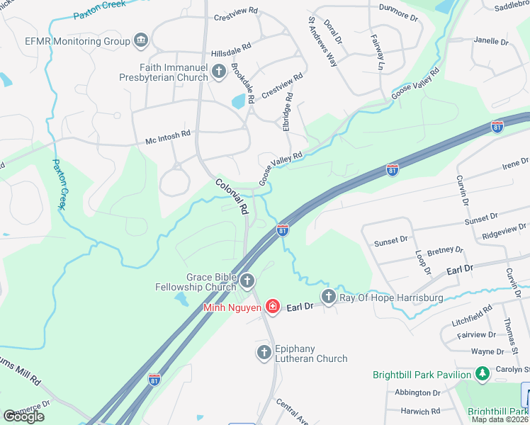 map of restaurants, bars, coffee shops, grocery stores, and more near 1495 Old Colonial Road in Harrisburg