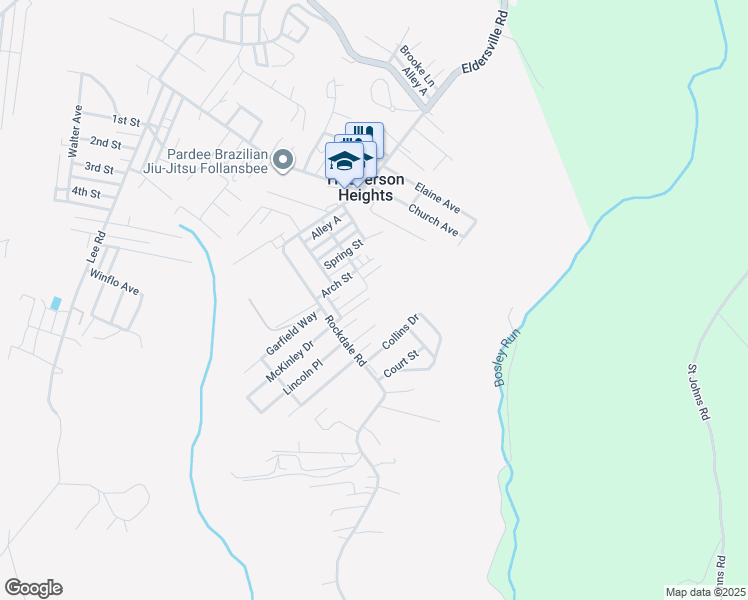 map of restaurants, bars, coffee shops, grocery stores, and more near 301 Martin Avenue in Follansbee
