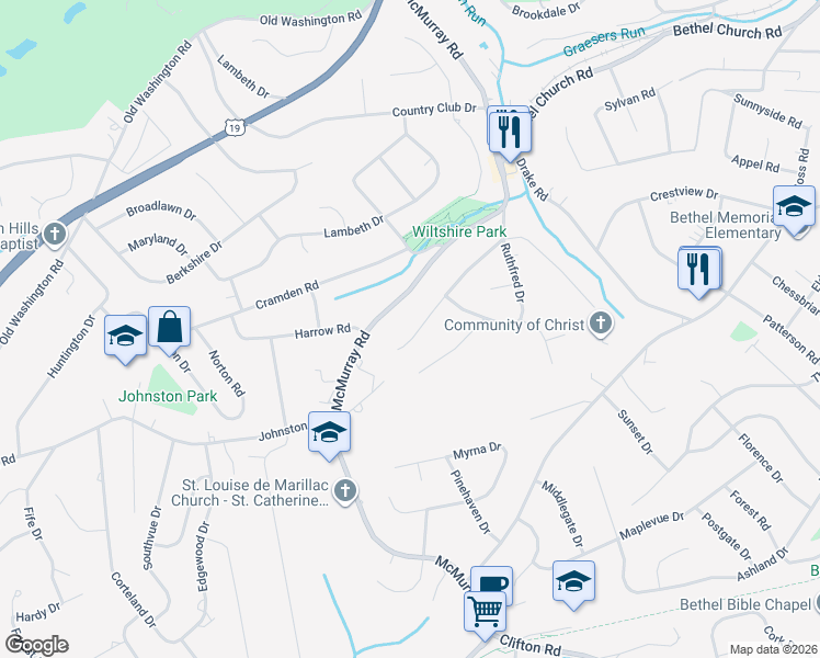 map of restaurants, bars, coffee shops, grocery stores, and more near 156 Highview Drive in Pittsburgh