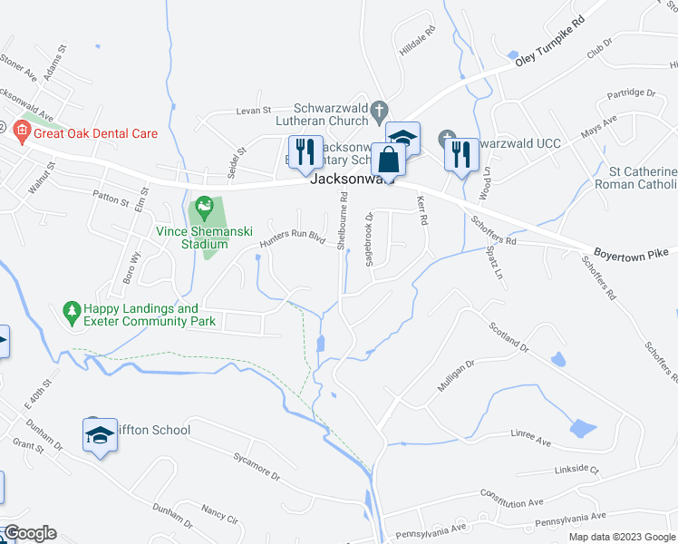 map of restaurants, bars, coffee shops, grocery stores, and more near 1070 Shelbourne Road in Reading