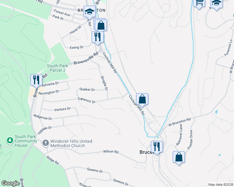 map of restaurants, bars, coffee shops, grocery stores, and more near 1038 Hurl Lane in Pittsburgh