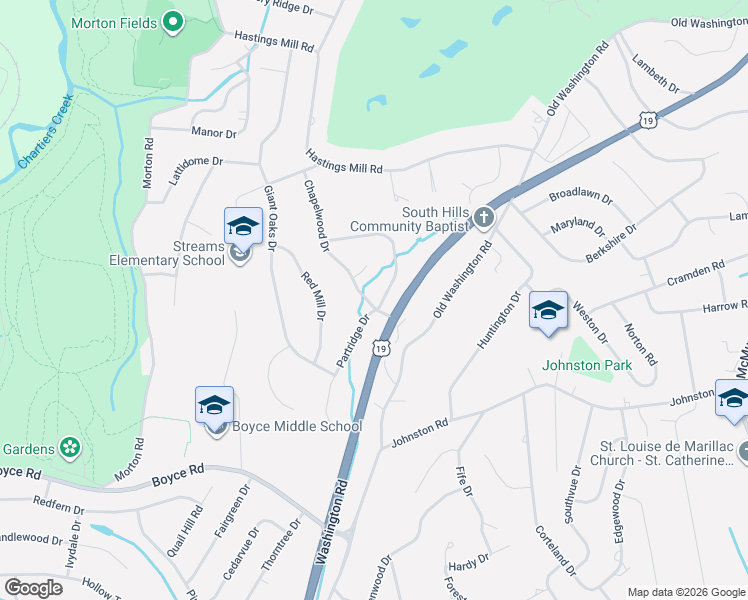 map of restaurants, bars, coffee shops, grocery stores, and more near 2583 Chapelwood Drive in Pittsburgh