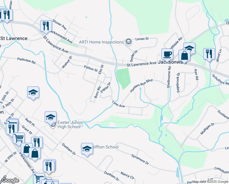 map of restaurants, bars, coffee shops, grocery stores, and more near 3931 Lynn Avenue in Reading