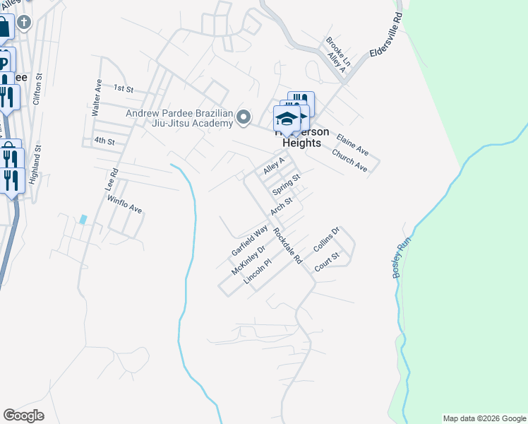 map of restaurants, bars, coffee shops, grocery stores, and more near 333 Rockdale Road in Follansbee